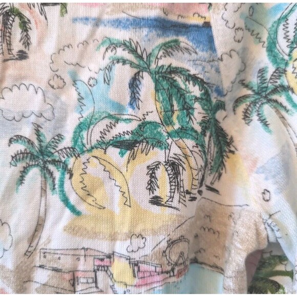 TALBOTS PALM TREE PRINT 3/4 SLEEVE CARDIGAN WOMEN'S SIZE L - Picture 4 of 7